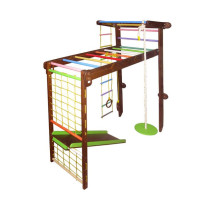 Спортивный уголок Трансформер с горкой тонированно-цветной